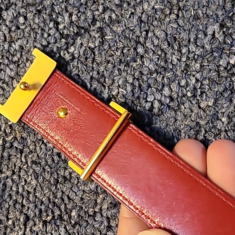 .Vintage Hermes Belt Gold Buckle Blue and Red Belt - Picture 5 of 7